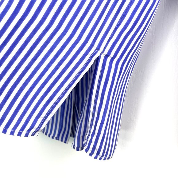 Melrose Silk Studio 100% Silk Blue White Stripe Blouse – PM – Button Front – Pet - Picture 6 of 11